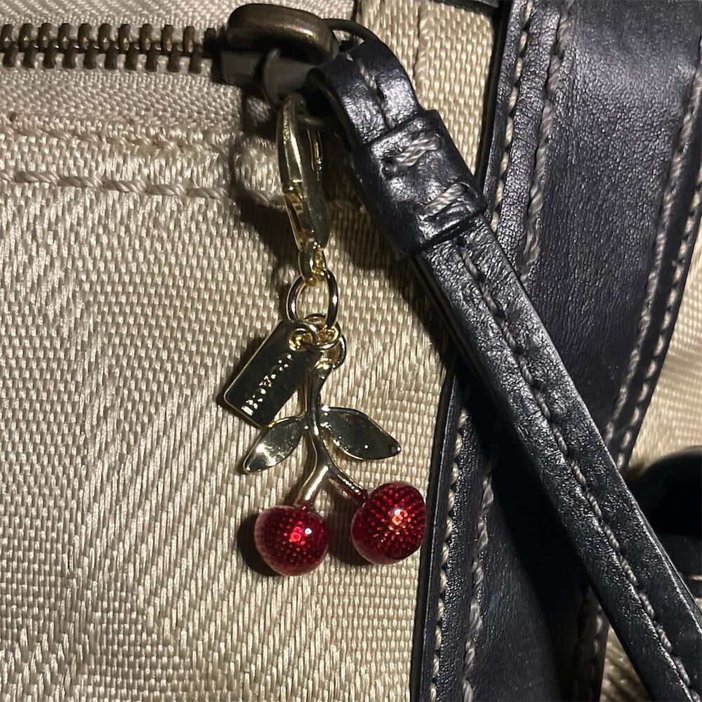 Cherry Keychain Bag Charm Red Detachable Accessory New in Pkg Zipper Pull